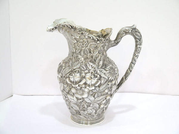 10.25 in Sterling Silver Baltimore Silversmiths Antique Floral Repousse Pitcher