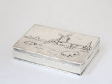 3 in - European Silver Antique Dutch River Windmills Scene Snuff Box