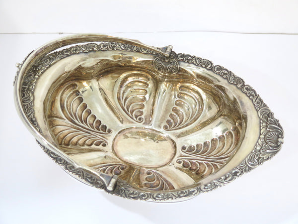 13.5" Sterling Silver Gilt Inside Adolf Sper Antique Russian 1836 Foliate Basket