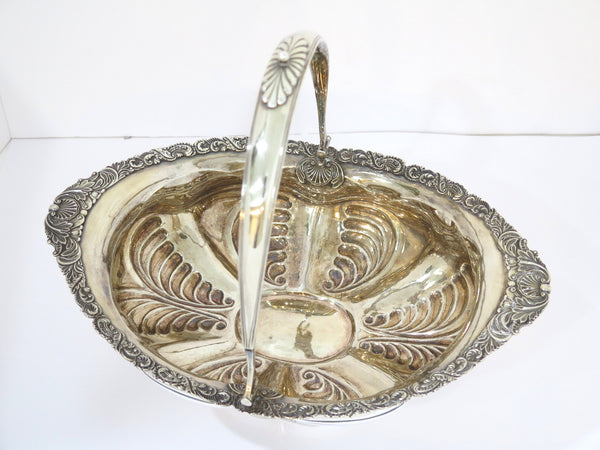 13.5" Sterling Silver Gilt Inside Adolf Sper Antique Russian 1836 Foliate Basket