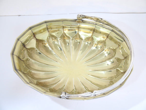 12" Sterling Silver Gilt Top Sazikov Antique Russian 1873 Foliate-Shaped Basket