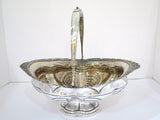 13.5" Sterling Silver Gilt Inside Adolf Sper Antique Russian 1836 Foliate Basket