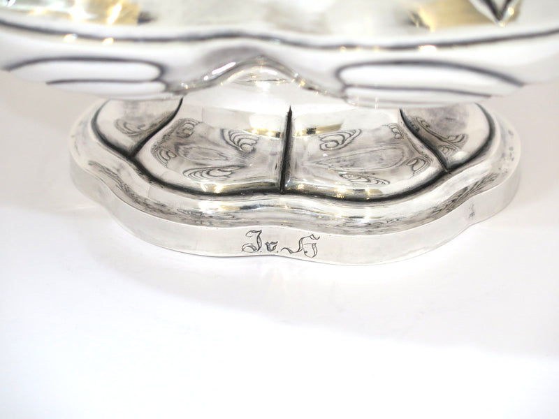 13.5" Sterling Silver Gilt Inside Adolf Sper Antique Russian 1836 Foliate Basket