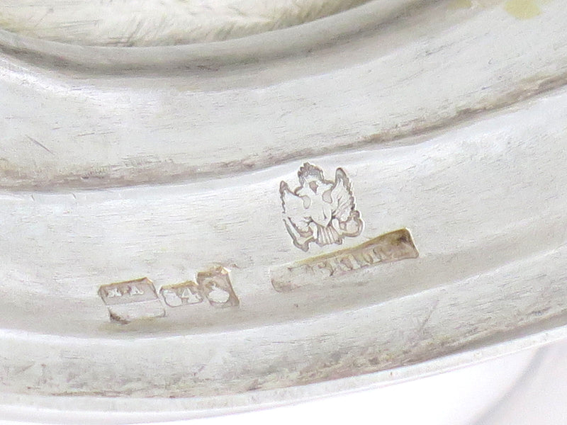 12.5" Sterling Silver Gilt Inside Gubkin Antique Russian 1857 Folk Motif Basket