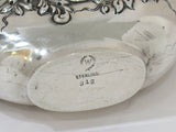 6 3/8 in Sterling Silver Crystal Woodside Antique Floral Flask w/ Detachable Cup