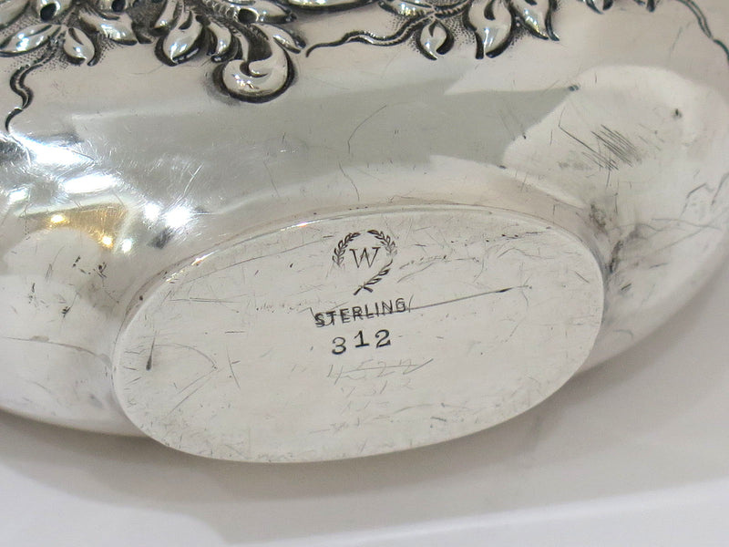 6 3/8 in Sterling Silver Crystal Woodside Antique Floral Flask w/ Detachable Cup