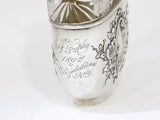 6 3/8 in Sterling Silver Crystal Woodside Antique Floral Flask w/ Detachable Cup
