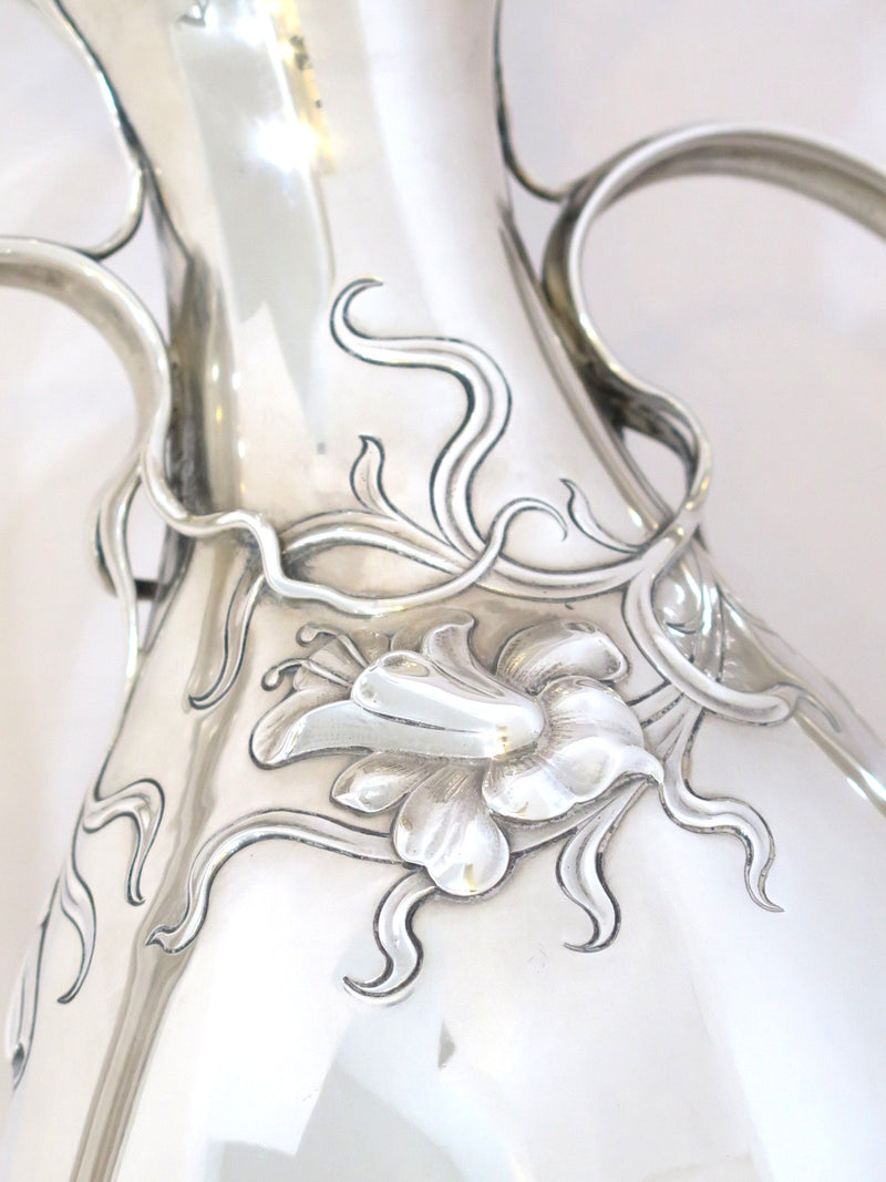 18 in - Sterling Silver Gorham Antique Daffodil Motif Fancy Vase
