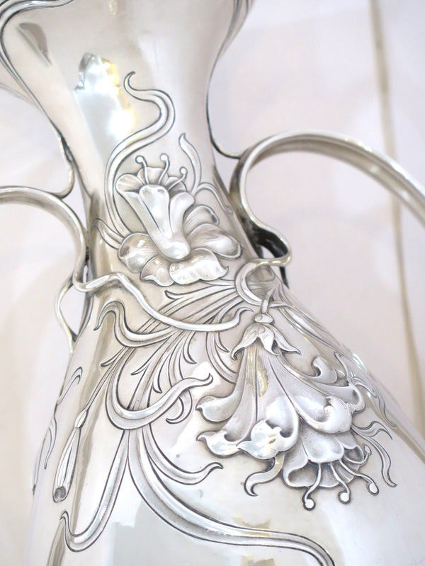 18 in - Sterling Silver Gorham Antique Daffodil Motif Fancy Vase