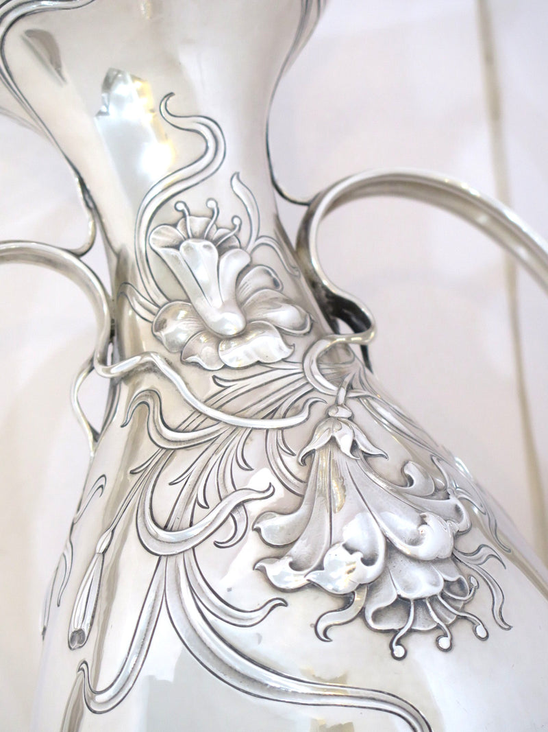 18 in - Sterling Silver Gorham Antique Daffodil Motif Fancy Vase