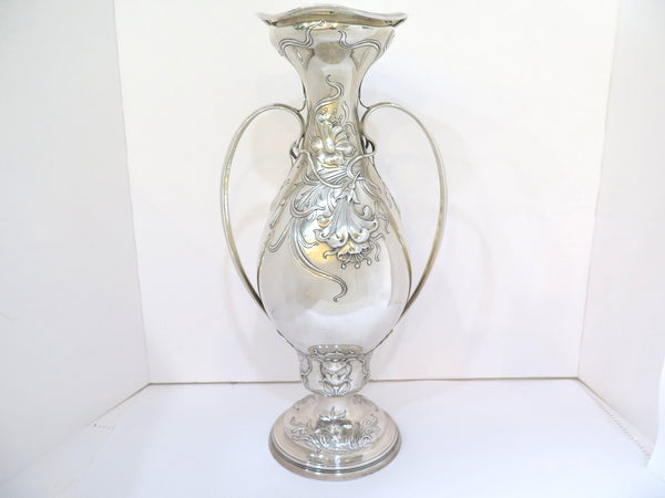 18 in - Sterling Silver Gorham Antique Daffodil Motif Fancy Vase