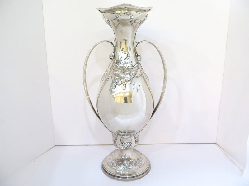 18 in - Sterling Silver Gorham Antique Daffodil Motif Fancy Vase