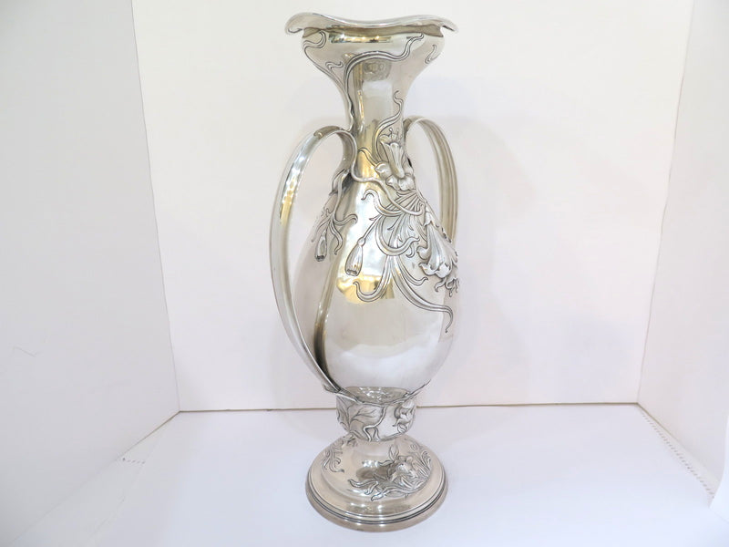 18 in - Sterling Silver Gorham Antique Daffodil Motif Fancy Vase