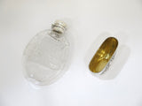 6 3/8 in Sterling Silver Crystal Woodside Antique Floral Flask w/ Detachable Cup