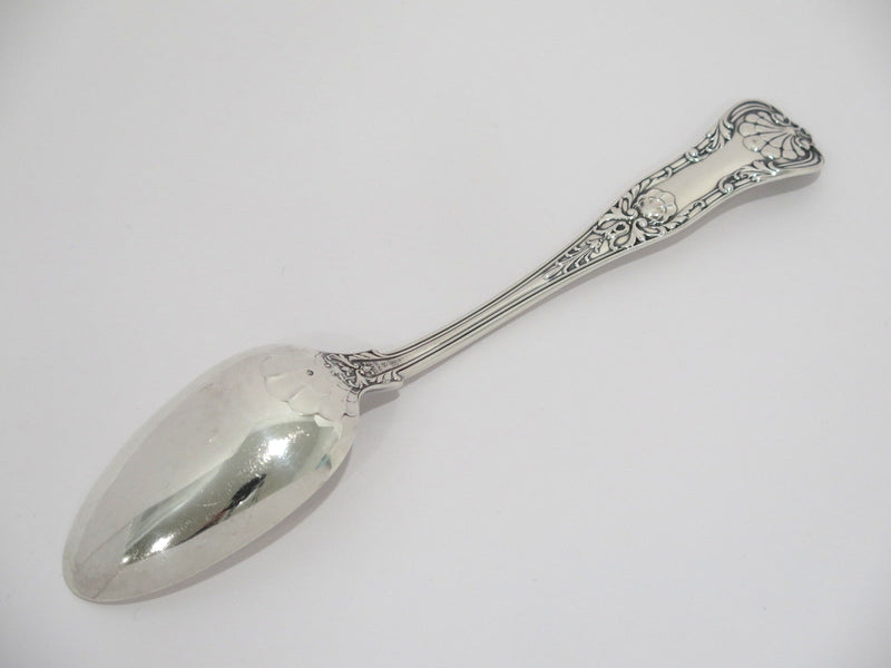 Two 8 5/8 in Sterling Silver Gorham Antique Floral Queens Pattern c. 1870 Spoons