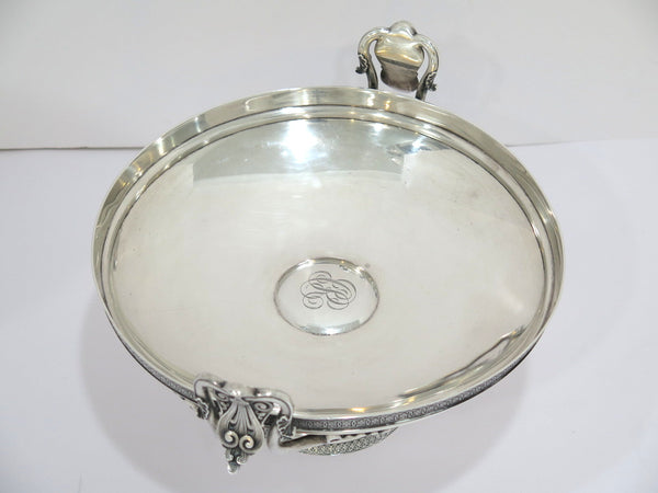 11" Sterling Silver Tiffany Antique 1854-1870 Ornate Handles Footed Serving Bowl