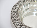 Pair of 9.5" Sterling Silver S. Kirk & Son Antique Floral Repousse Serving Bowls