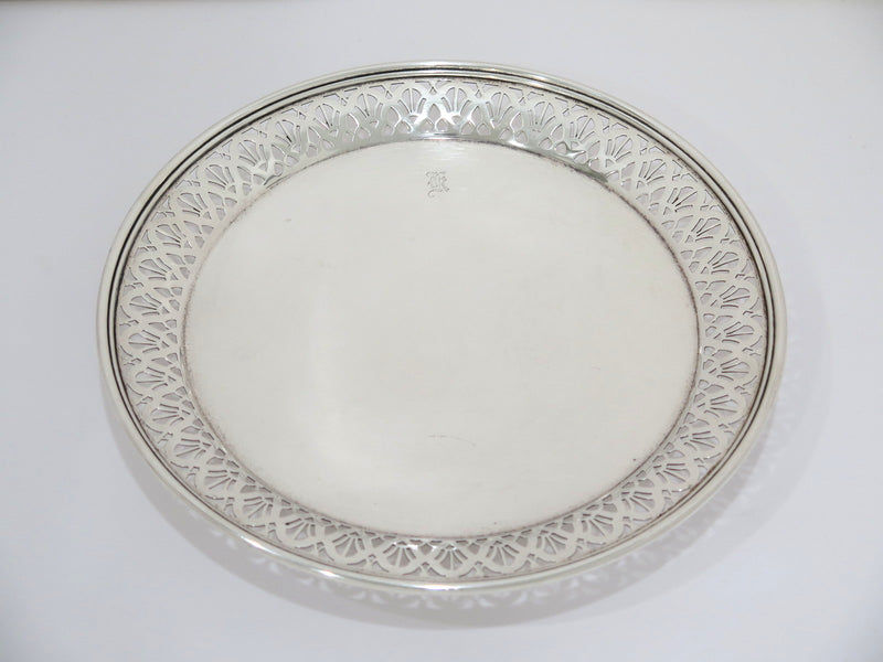 9.5 in Sterling Silver Tiffany & Co. Antique Art Deco Footed Round Serving Plate