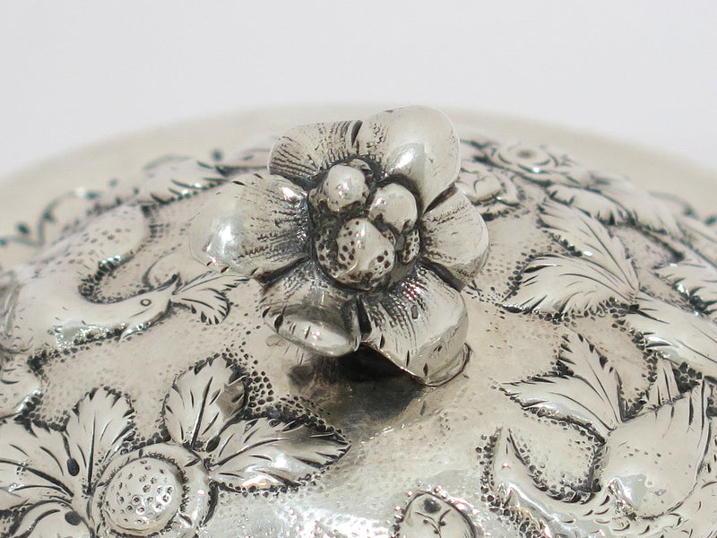 5.25 in - 916 Silver S. Kirk & Son Antique 1846-1861 Floral Repousse Butter Dish