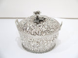 5 in - 916 Silver S. Kirk & Son Antique 1890-1896 Floral Repousse Butter Dish