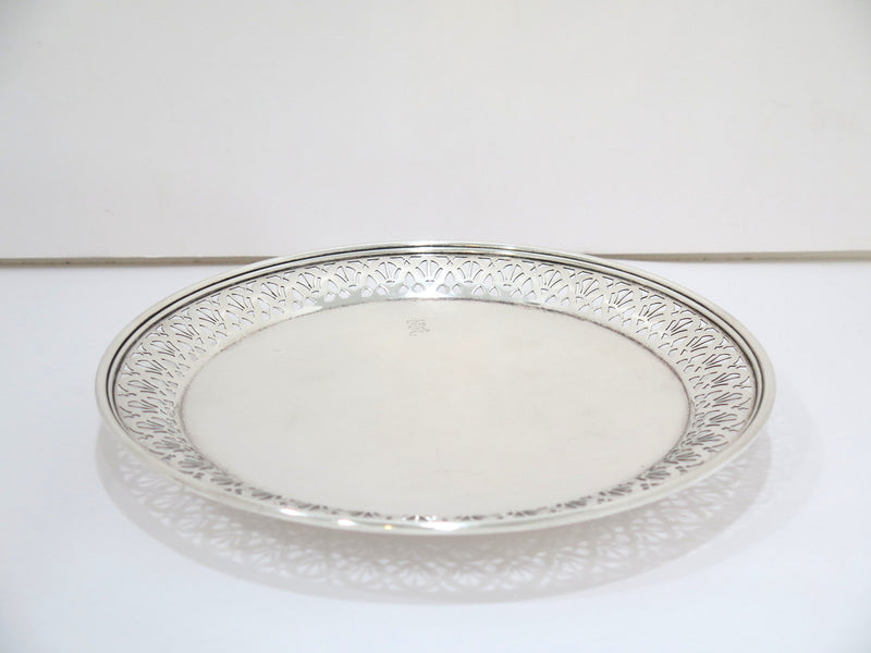 9.5 in Sterling Silver Tiffany & Co. Antique Art Deco Footed Round Serving Plate