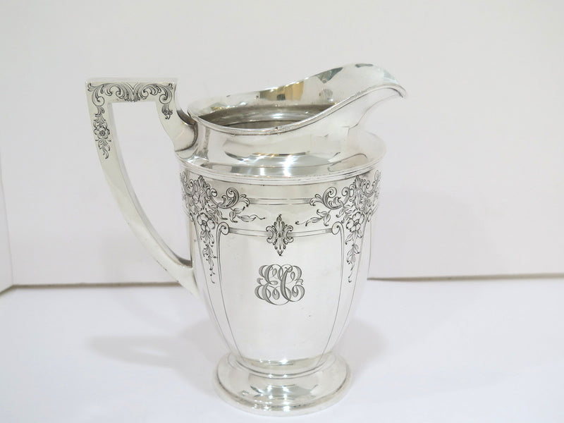 8.75 in - Sterling Silver International Sterling Antique Floral Pitcher