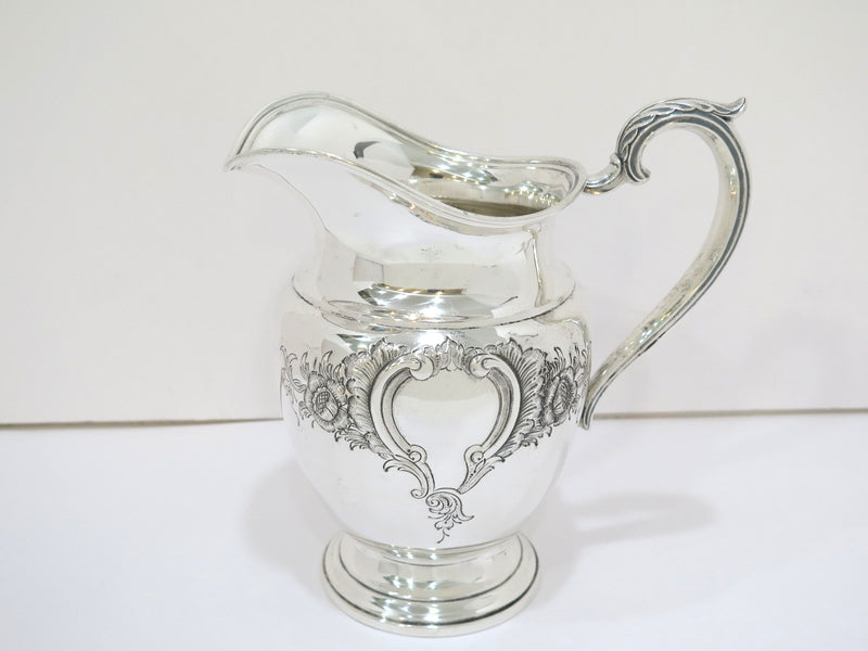 9.25 in - Sterling Silver International Sterling Antique Floral Pitcher