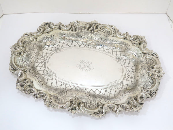 18 in - Sterling Silver Frank W. Smith Antique Floral Scroll Oval Platter