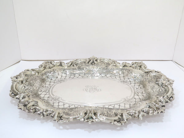 18 in - Sterling Silver Frank W. Smith Antique Floral Scroll Oval Platter
