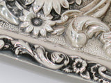 11.5" Sterling Silver Antique English 1901 Floral Repousse Small Decorative Tray