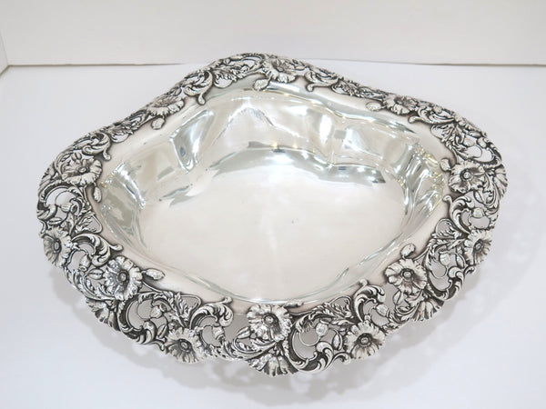 15.25 in - Sterling Silver Gorham Antique Floral Openwork Centerpiece Bowl