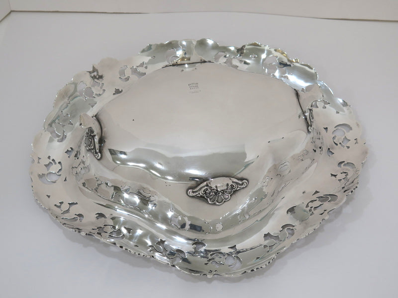 15.25 in - Sterling Silver Gorham Antique Floral Openwork Centerpiece Bowl