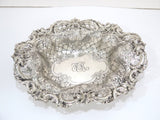 13" Sterling Silver Hennegen, Bates Co. Antique Floral Scroll Oval Serving Bowl