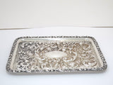 11.5" Sterling Silver Antique English 1901 Floral Repousse Small Decorative Tray