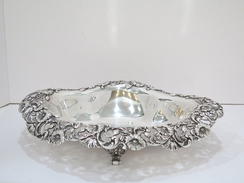 15.25 in - Sterling Silver Gorham Antique Floral Openwork Centerpiece Bowl