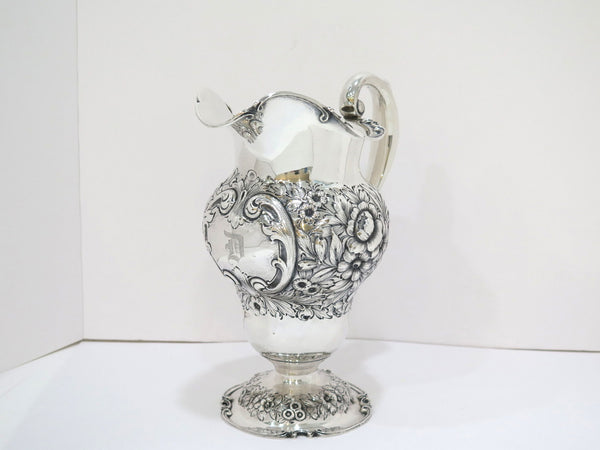 11 5/8 in - Sterling Silver Mauser Antique Floral Repousse Pitcher