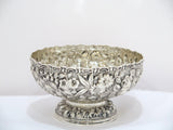 7.75 in - Sterling Silver Jacobi & Jenkins Antique Floral Repousse Footed Bowl