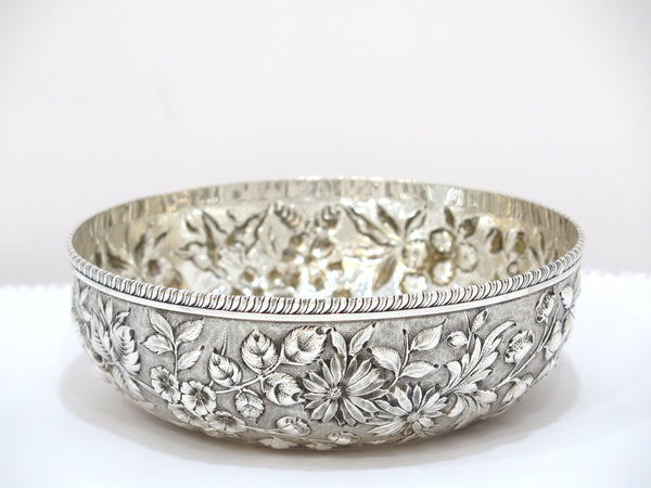 7.5 in - Sterling Silver Jacobi & Co. Antique Floral Repousse Serving Bowl