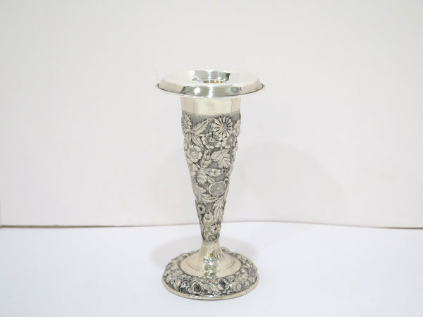 7.75 in - Sterling Silver Jenkins & Jenkins Antique Floral Repousse Vase