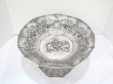 13 3/8 in - European Silver Antique German Hanau Playing Cards Scene Footed Bowl