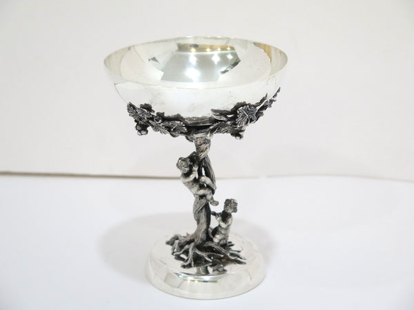 5.5" Sterling Silver Vintage Italian Cherubs On Grapevine Footed Candy Nut Dish