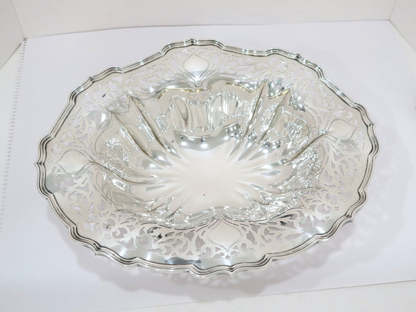 16 in - Sterling Silver Mauser Antique Scroll Openwork Footed Oval Serving Bowl