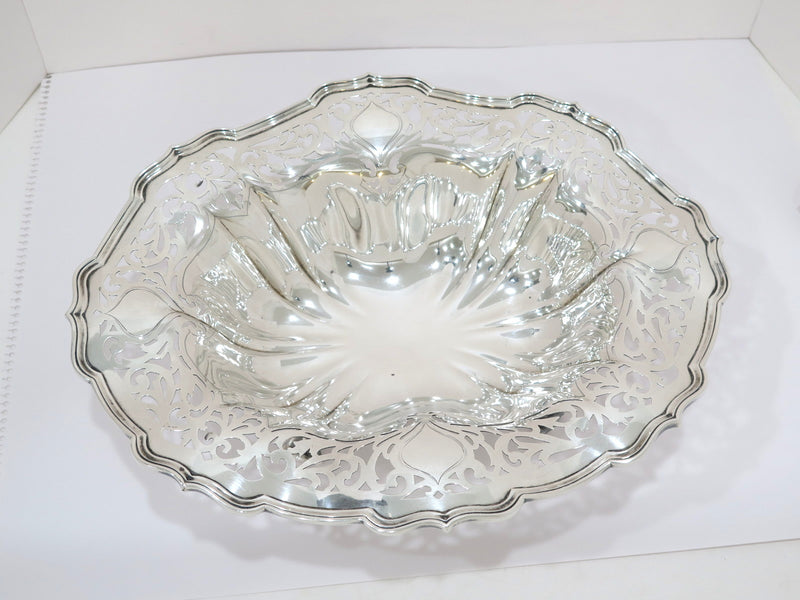 16 in - Sterling Silver Mauser Antique Scroll Openwork Footed Oval Serving Bowl