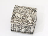 2 in - European Silver Antique Continental Country Life Scenes Pill Box