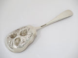 8" Sterling Silver Stieff Antique Strawberry Motif Floral Repousse Serving Spoon