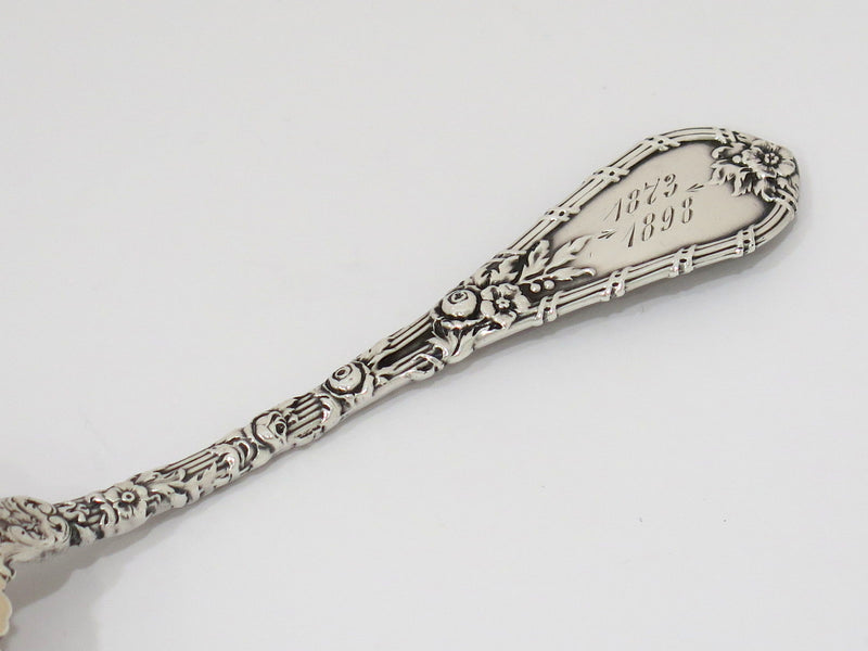 7.25 in - Sterling Silver Durgin Antique Floral Motif Serving Spoon