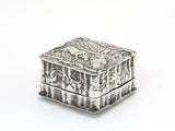 2 in - European Silver Antique Continental Country Life Scenes Pill Box