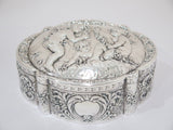 6 7/8 in - European Silver Antique German Hanau Three Cherubs Floral Box