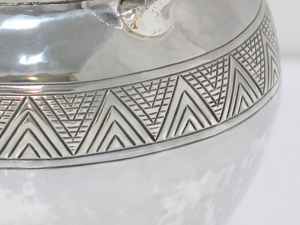 4.5" Sterling Silver F. Walter Lawrence Antique Triangular Pattern 6 Handles Pot