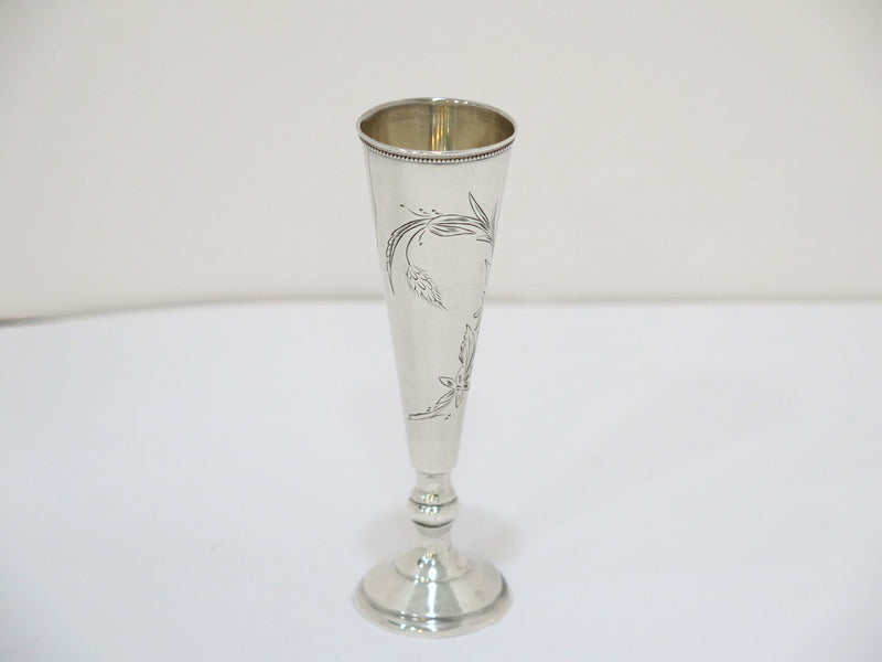 4 5/8 in - 84 Silver Antique Russian Floral Vodka Shot Goblet